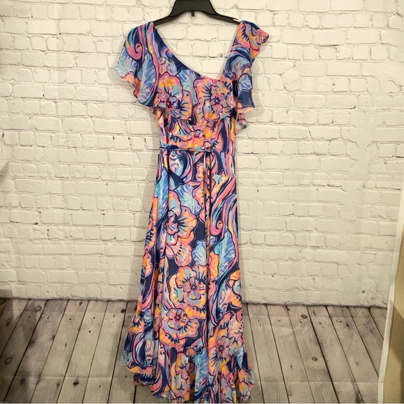 Lilly Pulitzer Womens Dress XS Marianna Nauti Navy Boho Bateau Wrap Midi NWT - Picture 8 of 9